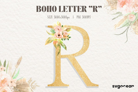 Boho Wedding Letter R Sublimation SvgOcean 