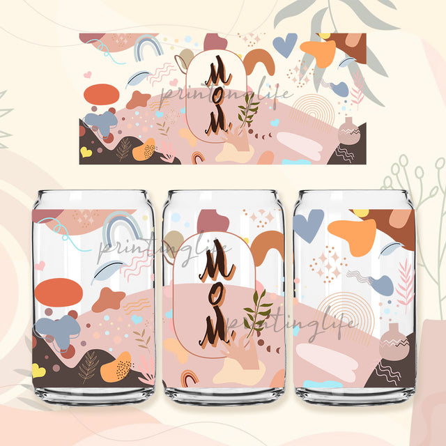 Boho Western Mom 16 oz Libbey Glass Can Tumbler Sublimation Design, Mother day gift, diy gitf ideas, Waterslide digital png template design Sublimation PrintingLife 