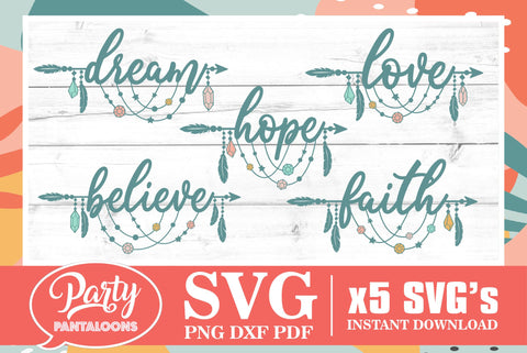Boho Word Arrows SVG | Svg Dxf Png Pdf SVG Partypantaloons 