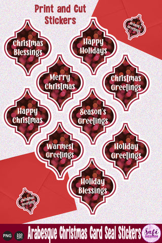 Bokeh Arabesque Christmas Card Seal Stickers SVG Safi Design 