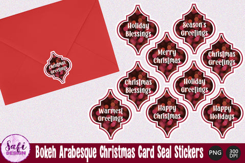Bokeh Arabesque Christmas Card Seal Stickers SVG Safi Design 