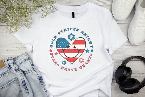 Bold Stripes Bright Stars Brave Hearts PNG Design Sublimation Rupkotha 