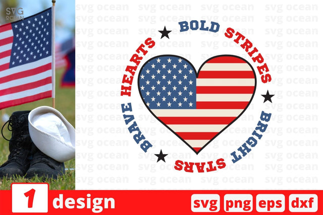 Bold stripes bright stars brave hearts SVG Cut File SVG SvgOcean 