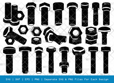 Bolt Screw SVG, Screw Silhouette, Screw Svg, Hardware Tool Svg, Bolt Svg, Nut And Bolt Svg, Hex Cap Svg, Screw Icons Svg, Bolt Screw Bundle SVG ETC Craft 