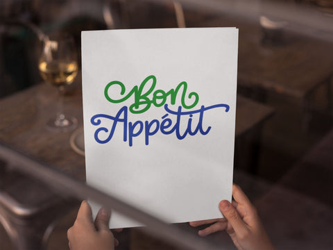 Bon Appétit Hand Lettered SVG Cut File | Designs for Cricut | Files for Silhouette | Kitchen Art SVG Maple & Olive Designs 
