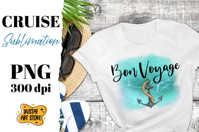 Bon Voyage. Cruise sublimation design. Anchor and ocean Sublimation Yustaf Art Store 