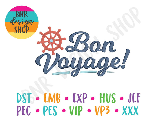 Bon Voyage Embroidery Design Embroidery/Applique BNRDesignShop 