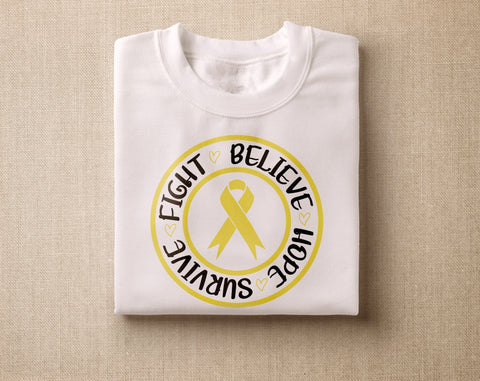 Bone Cancer Awareness SVG Bundle, 25 Bundle, Bone Cancer Cricut Files, Yellow Cancer Ribbon SVG, Sarcoma SVG SVG HappyDesignStudio 