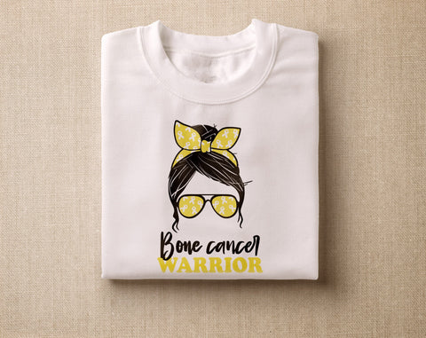 Bone Cancer Warrior SVG, Bone Cancer Messy Bun SVG, Yellow Cancer SVG, Sarcoma SVG, Bone Cancer Warrior PNG SVG HappyDesignStudio 
