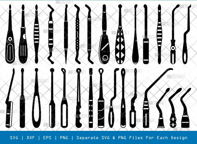 Bone Curette Silhouette, Bone Curette SVG, Orthopedic Tools Svg, Forgesy Bone Curette Svg, Bone Curette Bundle, SB00977 SVG ETC Craft 