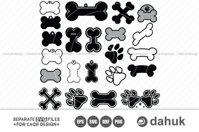 bone | dog | dog bone | dog tag | bones tag svg | bone silhouette clipart cuttable design svg png dxf & eps designs SVG dahukdesign 