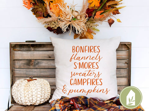 Bonfires Flannels S'mores Sweaters Campfires & Pumpkins SVG | Fall SVG | Women's T-Shirt Design SVG LilleJuniper 