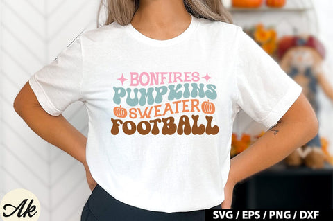 Bonfires pumpkins sweater football Retro SVG SVG akazaddesign 