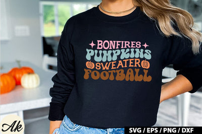 Bonfires pumpkins sweater football Retro SVG SVG akazaddesign 