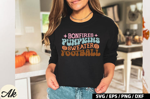 Bonfires pumpkins sweater football Retro SVG SVG akazaddesign 