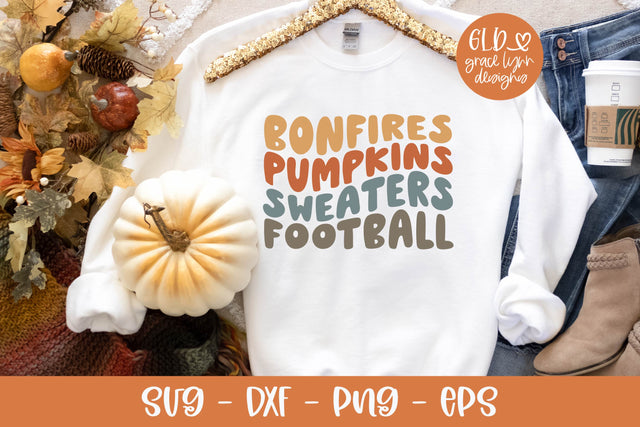 Bonfires Pumpkins Sweaters Football - Retro Fall SVG SVG Grace Lynn Designs 