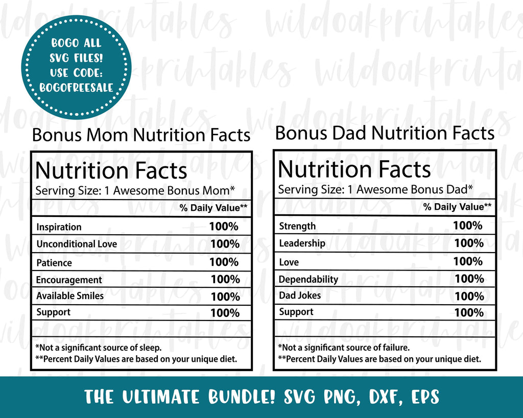 bonus dad nutrition facts labels svg, bonus mom svg, bonus dad svg, dad ...