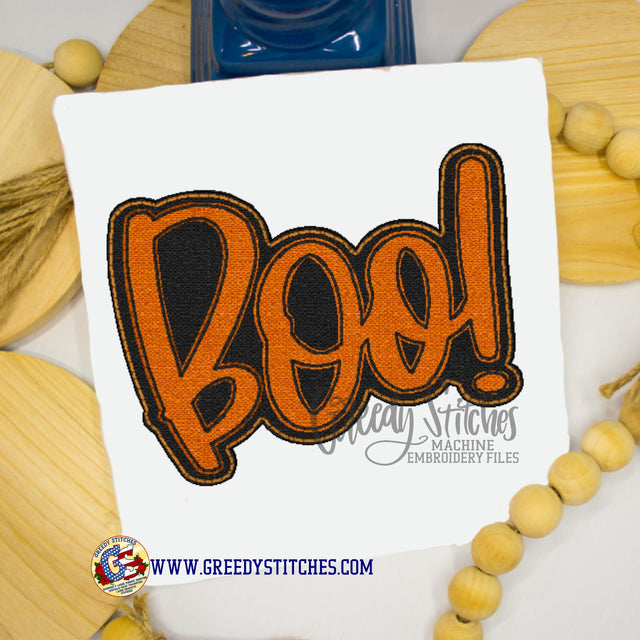 Boo! Bean Stitch Applique Machine Embroidery Design Embroidery/Applique DESIGNS Greedy Stitches 