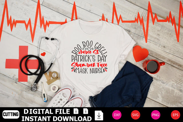 Boo Boo Crew Nurse St Patrick's Day Shamrock Face Mask Nurse SVG Shahin alam 
