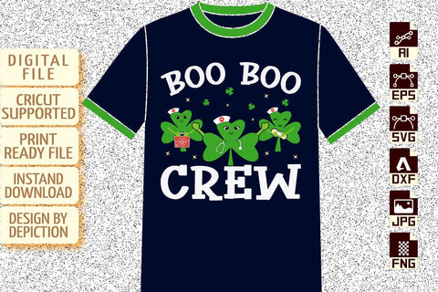 Boo Boo Crew Patrick's T-Shirt, Shamrock Nurse Shirt, Doctor Shamrock Shirt Print Template Sketch DESIGN Depiction Studio 