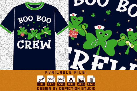Boo Boo Crew Patrick's T-Shirt, Shamrock Nurse Shirt, Doctor Shamrock Shirt Print Template Sketch DESIGN Depiction Studio 