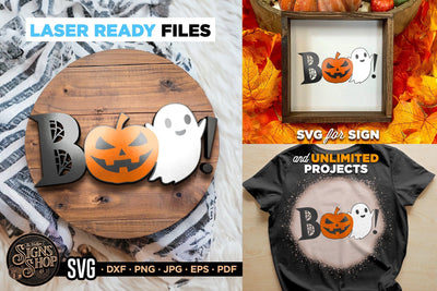 Boo! Ghost and pumpkin | Halloween SVG Sign SVG The Vintage Signs Shop 