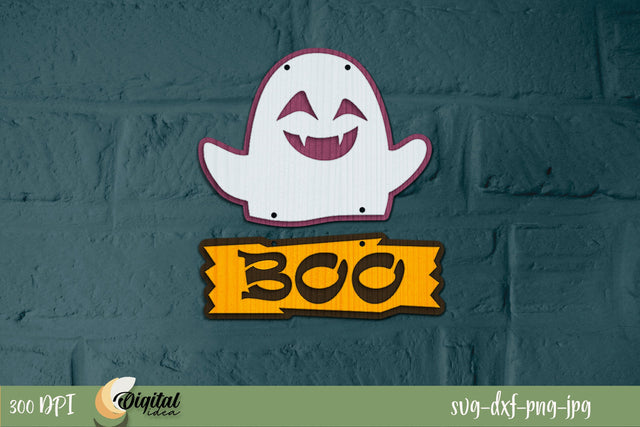 BOO. Ghost SVG. Halloween Layered sign Design. Halloween SVG. Laser Cut SVG Evgenyia Guschina 