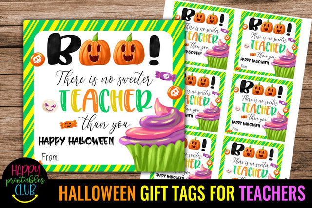 Boo Halloween Gift Tags for Teachers- School Halloween Gift Tags SVG Happy Printables Club 