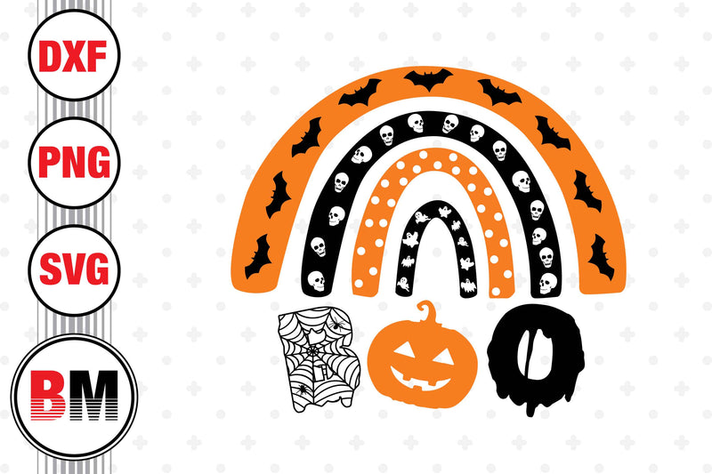Boo Halloween Rainbow SVG, PNG, DXF Files SVG BMDesign 