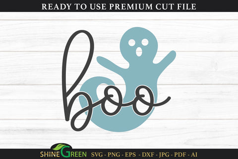 Boo | Halloween Round Sign SVG Cut File SVG Shine Green Art 