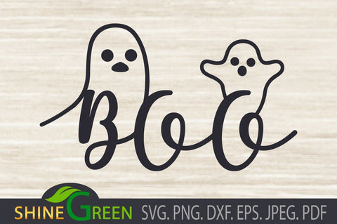 Boo Halloween SVG - Glimmer the Ghost DXf SVG Shine Green Art 