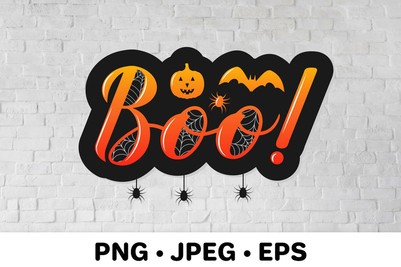 Boo! Hand lettered Halloween quote sublimation Sublimation LaBelezoka 
