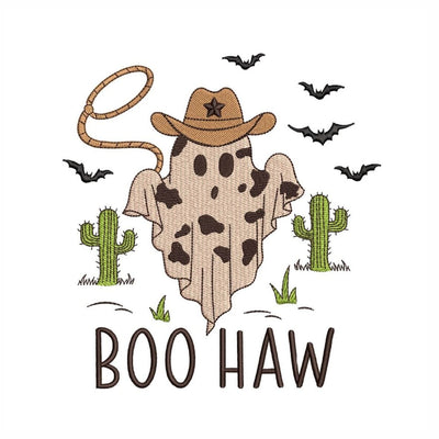 Boo Haw Embroidery Design, Halloween Western Embroidery, Halloween Cowboy Embroidery Design, 3 sizes, Instant Download Embroidery/Applique DESIGNS Nino Nadaraia 