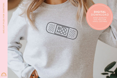 Boo Hoo Bandaid Funny Halloween SVG File for Shirts HM SVG Pixel Sublimation 