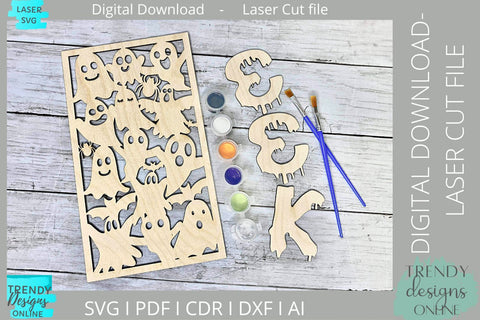 BOO leaner svg file, EEK ghosts svg file, Glowforge laser cut svg SVG Trendy Designs Online 