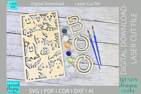 BOO leaner svg file, EEK ghosts svg file, Glowforge laser cut svg SVG Trendy Designs Online 