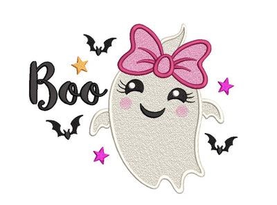 Boo Machine Embroidery Design, Ghost Baby Girl Embroidery File, 3 sizes, Instant Download Embroidery/Applique DESIGNS Nino Nadaraia 