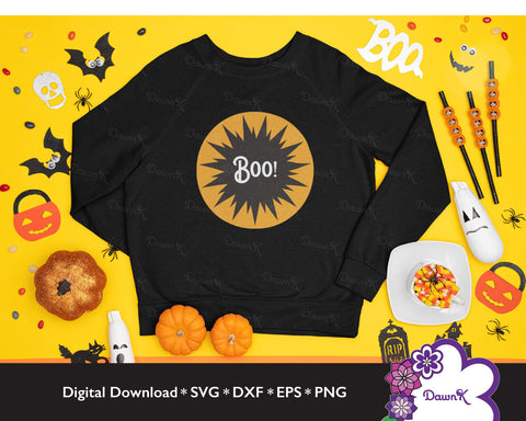 Boo! Orange and Black Easy Cut Versatile SVG SVG DawnKDesigns 