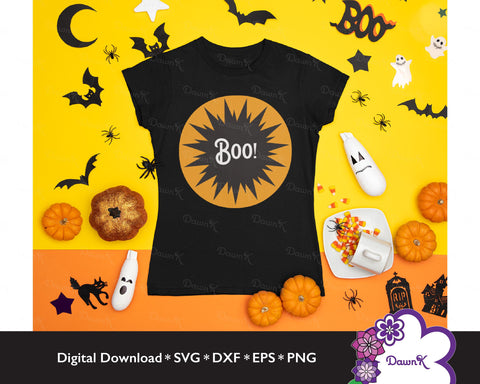 Boo! Orange and Black Easy Cut Versatile SVG SVG DawnKDesigns 