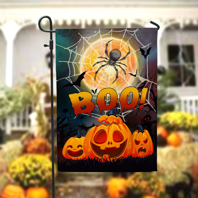 Boo Pumpkin Spider Halloween Garden Flag - 12x18 Garden Flag Sublimation Design Download PNG File Instant Download Sublimation CaldwellArt 
