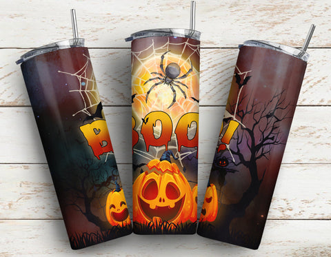 Boo Pumpkin Spider Halloween Sublimation Design Download File Instant Download tumbler png Sublimation CaldwellArt 