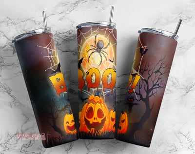 Boo Pumpkin Spider Halloween Sublimation Design Download File Instant Download tumbler png Sublimation CaldwellArt 