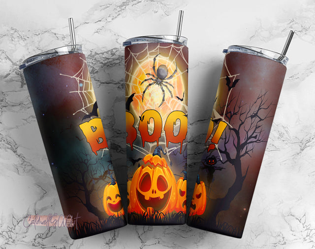 Boo Pumpkin Spider Halloween Sublimation Design Download File Instant Download tumbler png Sublimation CaldwellArt 