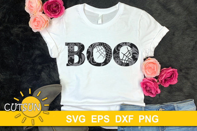 BOO SVG | BOO Halloween SVG | BOO floral SVG | Halloween svg SVG CutsunSVG 