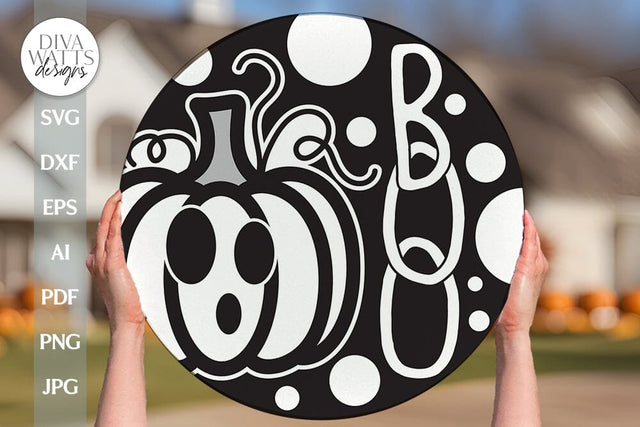 Boo SVG Ghost Pumpkin Door Hanger SVG Halloween Ghost svg Ghost Pumpkin Sign svg Fall Door Hanger SVG For Halloween Ghost svg Sign SVG Diva Watts Designs 