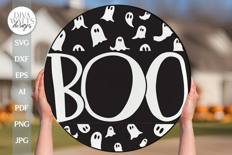 Boo SVG Halloween Ghost Door Hanger svg Ghost Sign svg Cute Ghost svg Boo sign svg Boo Door Hanger svg Halloween Ghost svg Halloween Welcome SVG Diva Watts Designs 