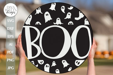 Boo SVG Halloween Ghost Door Hanger svg Ghost Sign svg Cute Ghost svg Boo sign svg Boo Door Hanger svg Halloween Ghost svg Halloween Welcome SVG Diva Watts Designs 