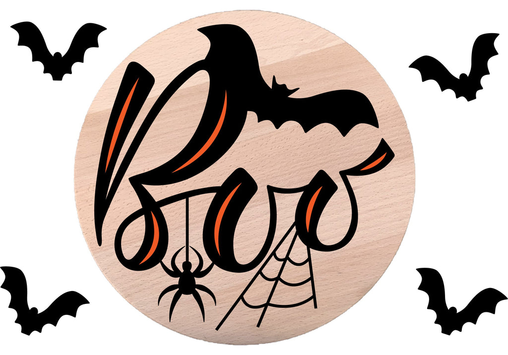 Boo SVG. Halloween Round Sign. Farmhouse Halloween SVG - So Fontsy