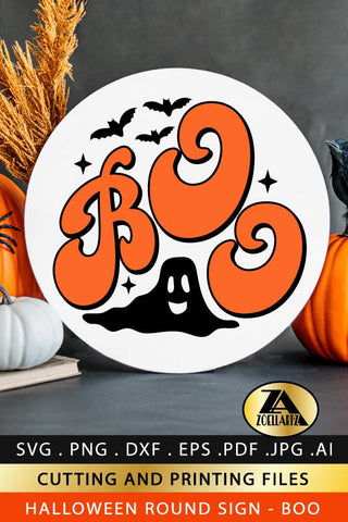 BOO SVG Halloween SVG Spooky Halloween Round Sign SVG SVG zoellartz 