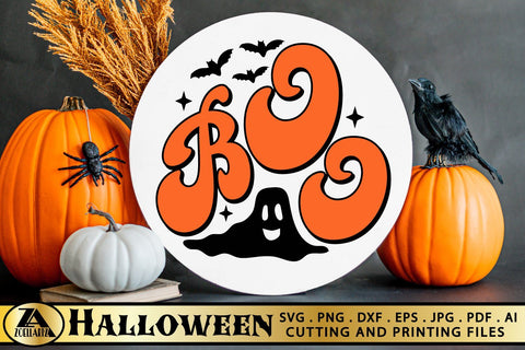 BOO SVG Halloween SVG Spooky Halloween Round Sign SVG SVG zoellartz 